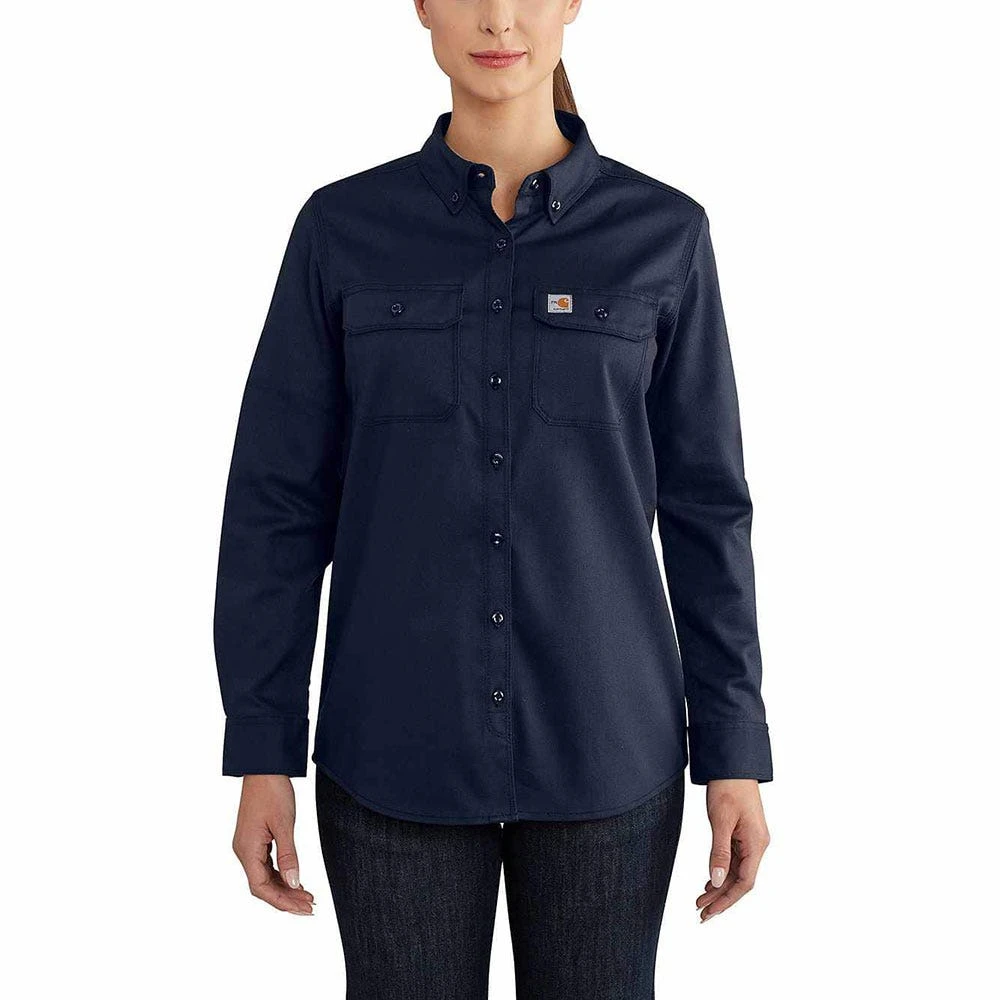 Carhartt FR Women's Shirt: 102459 410 Dark Navy Twill Shirt