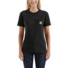 Carhartt Women's Shirt: WK87 103067 001 Black Short Sleeve Pocket Loose Fit Tshirt