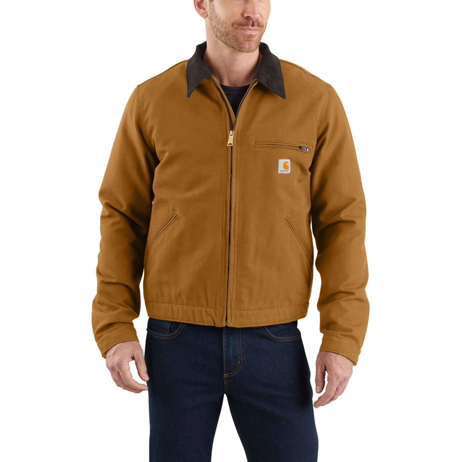 Carhartt Jackets: Men's 103828 BRN Brown Blanket Lined Relaxed Fit Detroit Jacket - Image 2