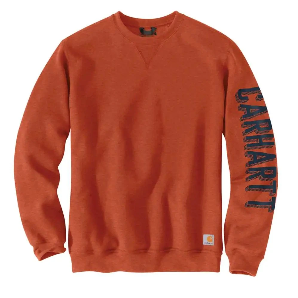 Carhartt Sweatshirts: Men's 104904 Q15 Jasper Heather Crewneck Midweight Loose Fit Sleeve Graphic Sweatshirt