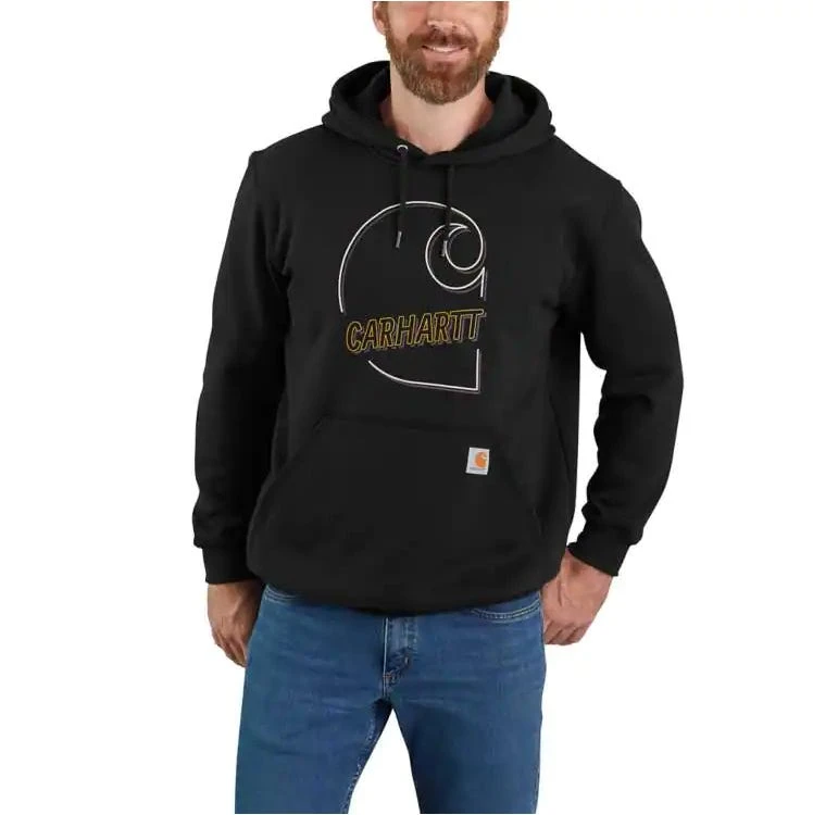 Carhartt Sweatshirts: Men's 105192 BLK Black Loose Fit Midweight Carhartt C Graphic Sweatshirt
