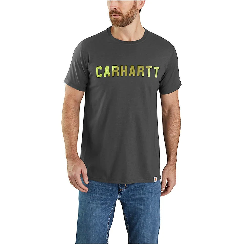 Carhartt Force Shirts: Men's 105203 CRH Carbon Heather Relaxed Fit Block Logo Graphic T-Shirt