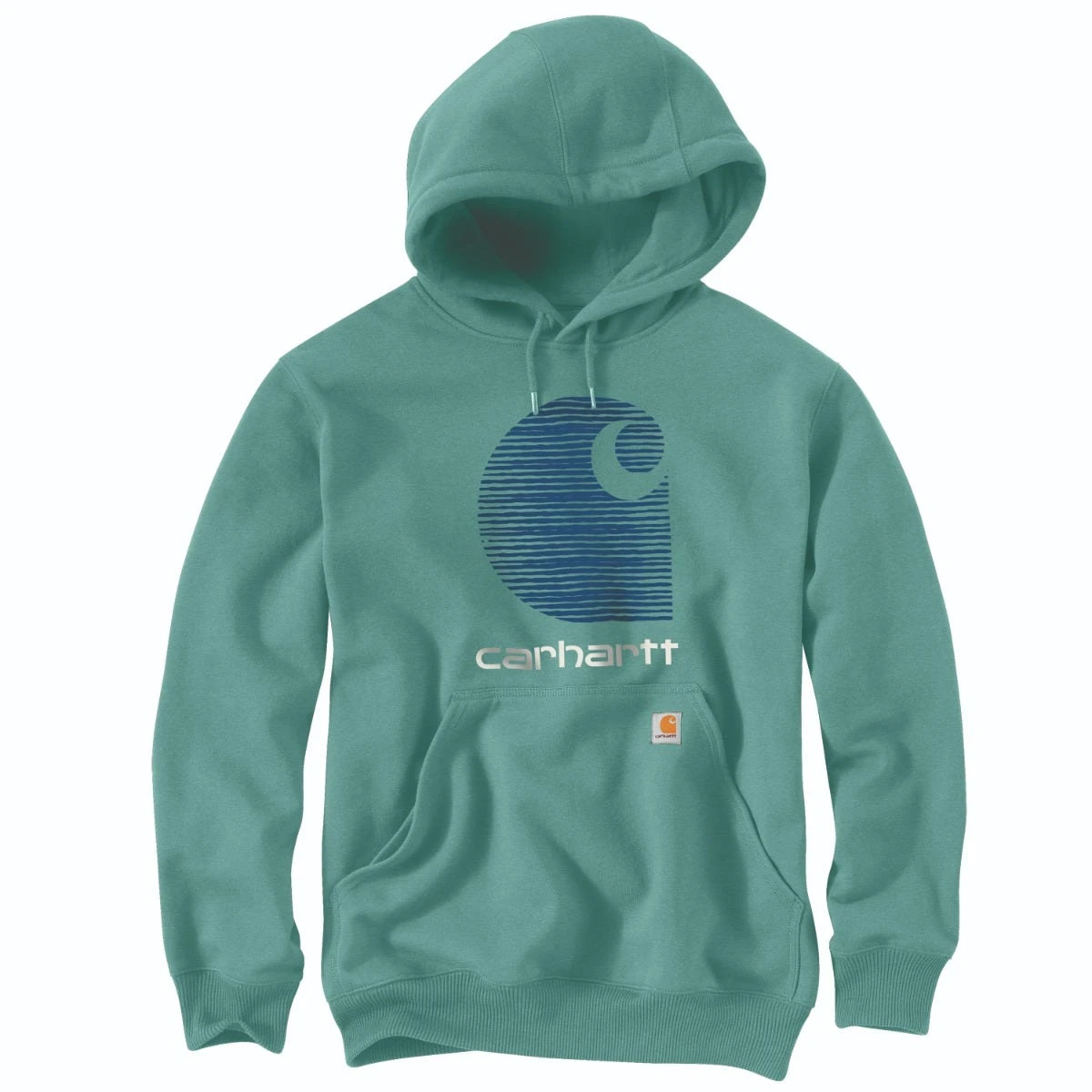 Carhartt Sweatshirts: Men's 105431 L05 Slate Green Heather Defender Loose Fit “C” Logo Graphic Sweatshirt