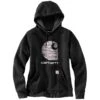 Carhartt Sweatshirts: Women's 105636 BLK Black Rain Defender Relaxed Fit “C” Logo Graphic Sweatshirt