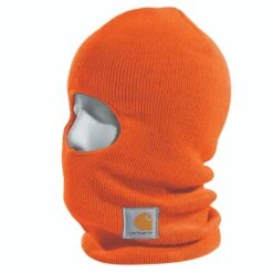 Carhartt Masks: A161 BOG Brite Orange Acrylic Knit Winter Face Mask