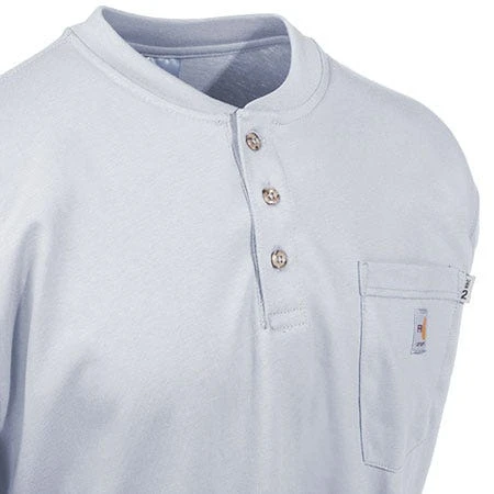 Carhartt Force Shirts: Men's Grey Force 100237 051 FR Cotton Henley Work Shirt - Image 2