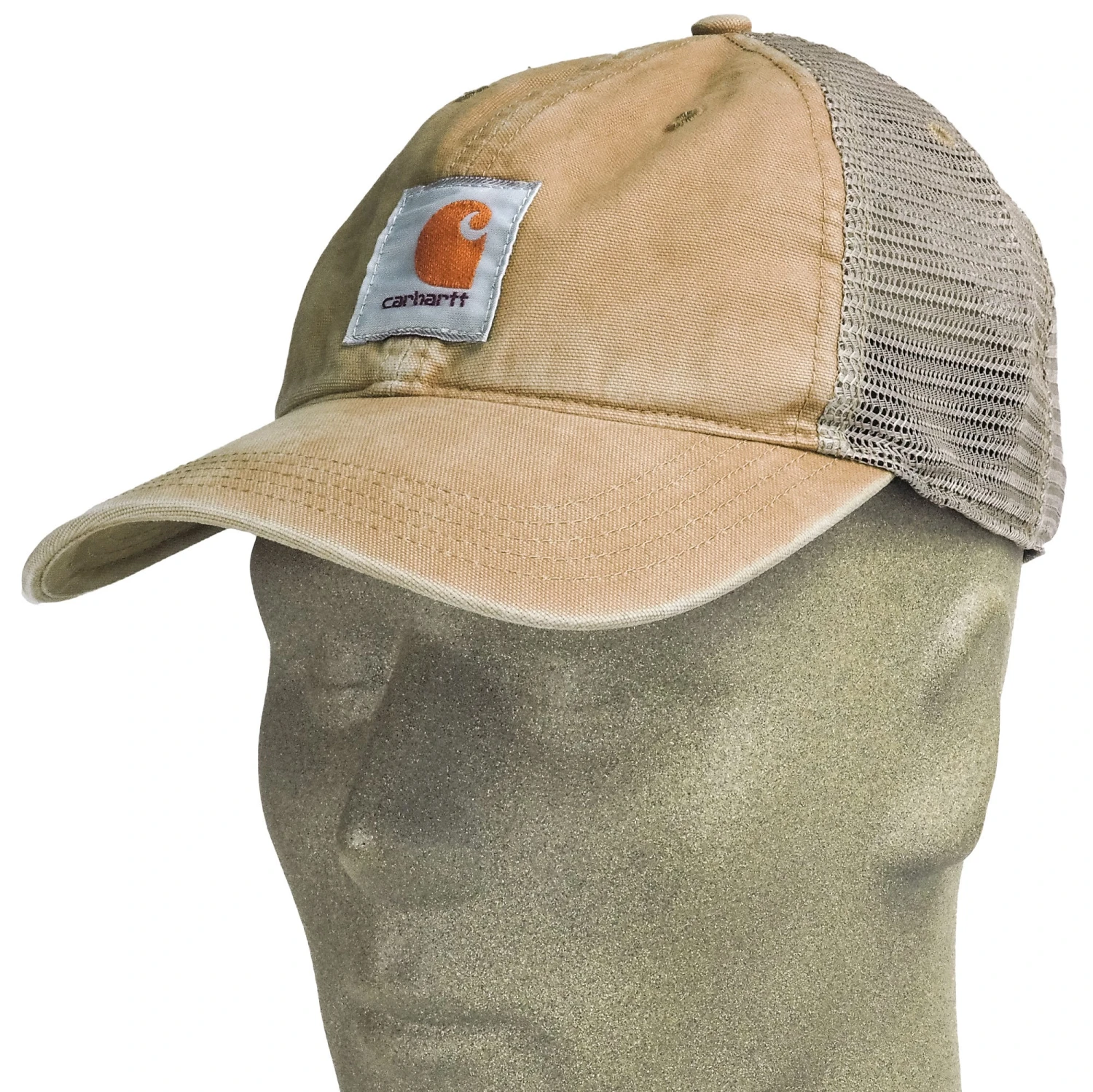 Carhartt Hats: Men's 100286 253 Dark Khaki Buffalo Mesh Back Baseball Cap - Image 3