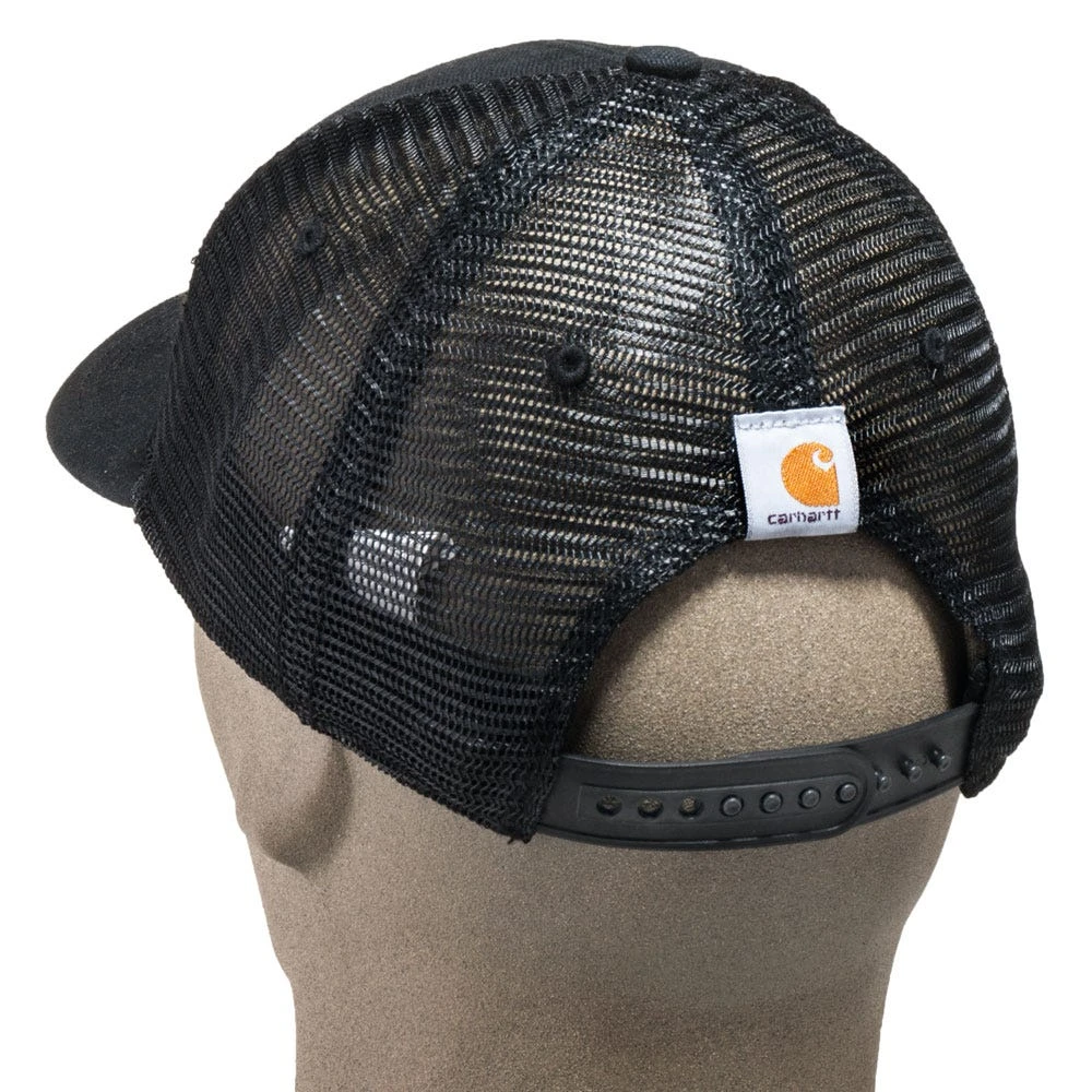 Carhartt Caps: Men's 101195 001 Black Cotton Canvas Mesh Back Dunmore Baseball Cap - Image 3