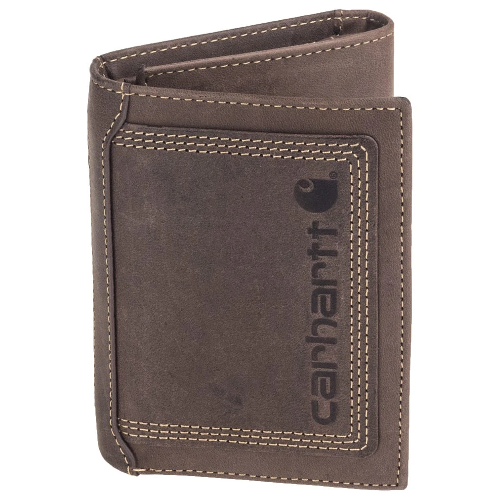 Carhartt Wallets: Men's B000021320199 Brown Detroit Leather Trifold Wallet