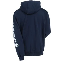 Carhartt Sweatshirts: Men's K288 472 New Navy Blue Midweight Hooded Logo Sweatshirt