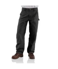 Carhartt Pants: Men's B136 BLK Black Washed Duck Double-Front Utility Work Pant