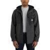 Carhartt Jackets: Men's 105022 BKH Black Heather Rain Defender Relaxed Fit Hooded Shirt Jacket