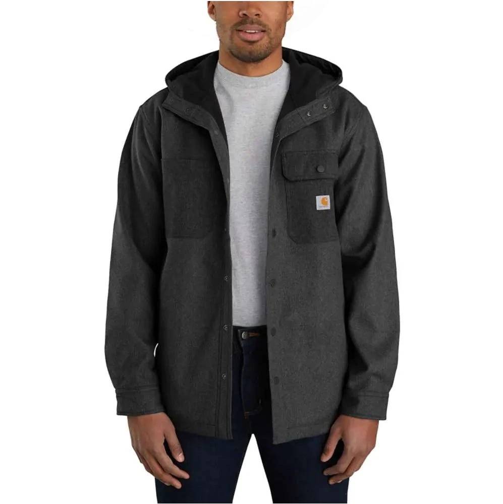 Carhartt Jackets: Men's 105022 BKH Black Heather Rain Defender Relaxed Fit Hooded Shirt Jacket