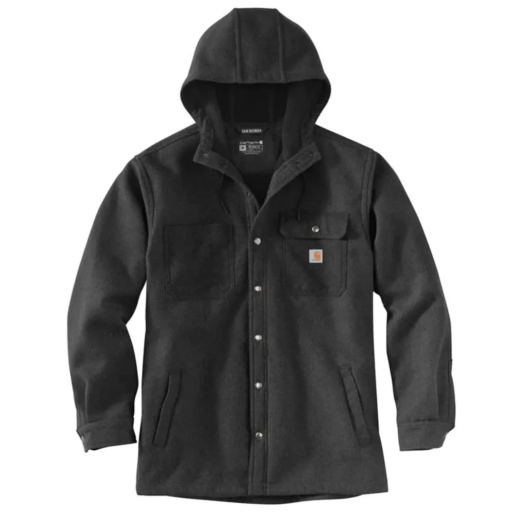 Carhartt Jackets: Men's 105022 BKH Black Heather Rain Defender Relaxed Fit Hooded Shirt Jacket - Image 2