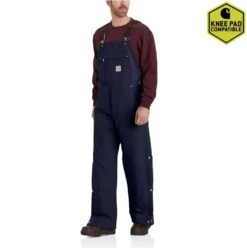 Carhartt Overalls: Men's 104393 DNY Dark Navy Loose Fit Firm Duck Insulated Bib Overall