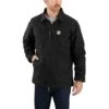 Carhartt Coats: Men's 104293 BLK Black Loose Fit Washed Duck Sherpa-Lined Coat