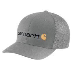 Carhartt Hats: 105353 APH Asphalt Rugged Flex Fitted Canvas Mesh-Back Logo Graphic Cap