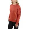 Carhartt Sweatshirts: Women's 104410 R49 Earthen Clay Heather Crewneck Relaxed Fit Graphic Sweatshirt
