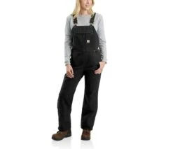 Carhartt Overalls: Women's 104049 BLK Black Quilt Lined Duck Bib Overall