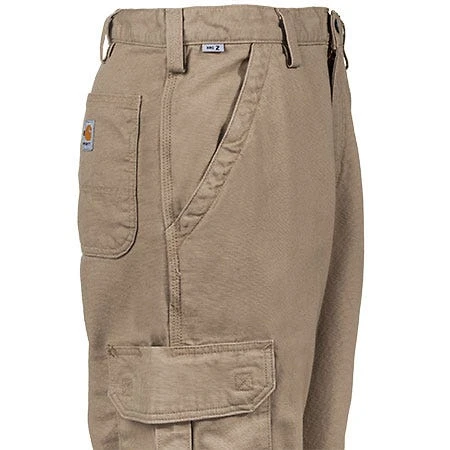 Carhartt Pants: Men's Khaki Flame Resistant Canvas Cargo Pants FRB240 GKH - Image 3