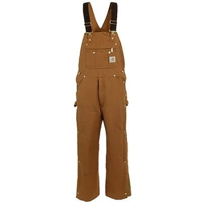 Carhartt Overalls: Men's R41 BRN Brown Cotton Lined Bib Overalls - Image 5