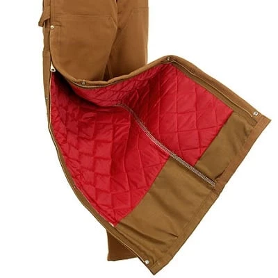 Carhartt Overalls: Men's R41 BRN Brown Cotton Lined Bib Overalls - Image 2