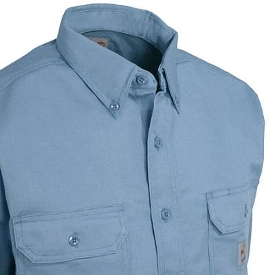 Carhartt Shirts: Men's FR Blue FRS160 MBL Twill Work Shirt - Image 3