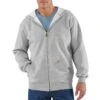 Carhartt Sweatshirts: Men's K122 HGY Heather Grey Midweight Hooded Front Zip Sweatshirt