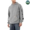 Carhartt Sweatshirts: Men's K288 E20 Grey Midweight Hooded Logo Sweatshirt