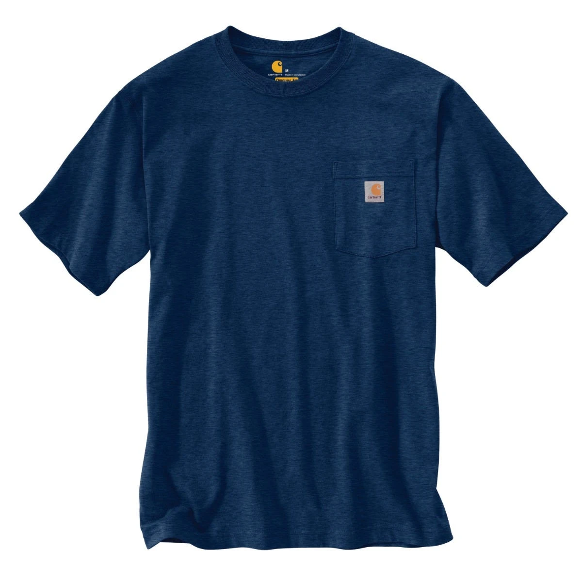Carhartt Shirts: Men's K87 413 Dark Cobalt Blue Heather Heavyweight Pocket Short Sleeve Loose Fit T Shirt