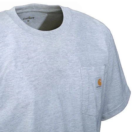 Carhartt Shirts: Men's K87 HGY Heather Grey Heavyweight Short Sleeve Loose Fit Pocket T Shirt