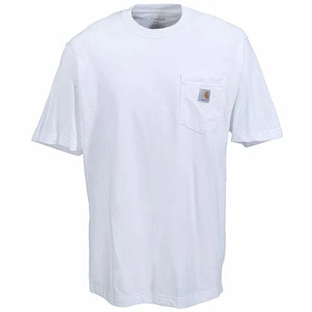 Carhartt Shirts: Men's K87 WHT White Short Sleeve Heavyweight Pocket Loose Fit T Shirt - Image 2